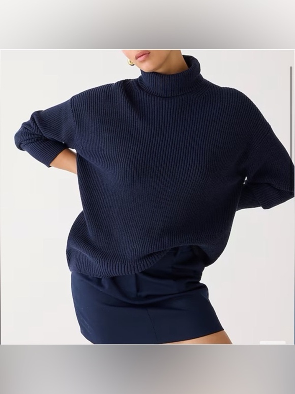 J. Crew Ribbed cotton-cashmere relaxed turtleneck sweater, black